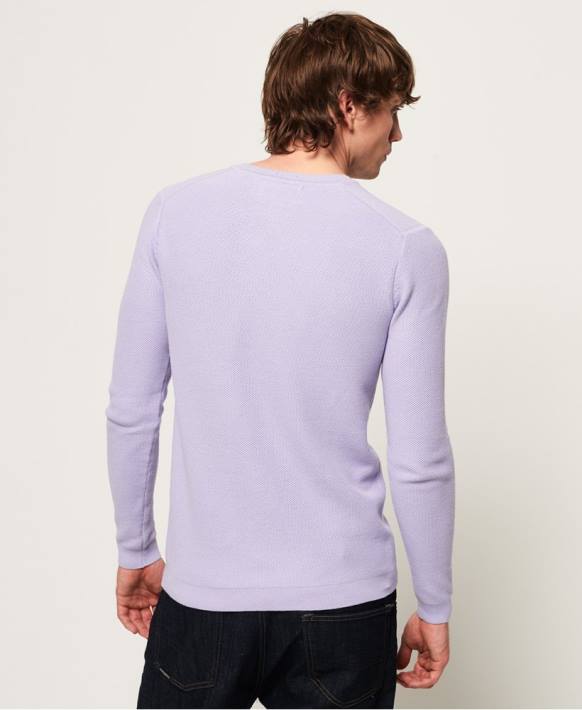 erkekler Superdry mor supima pamuklu ekip kazağı NNTB1368