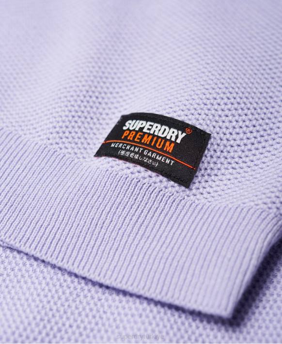 erkekler Superdry mor supima pamuklu ekip kazağı NNTB1368