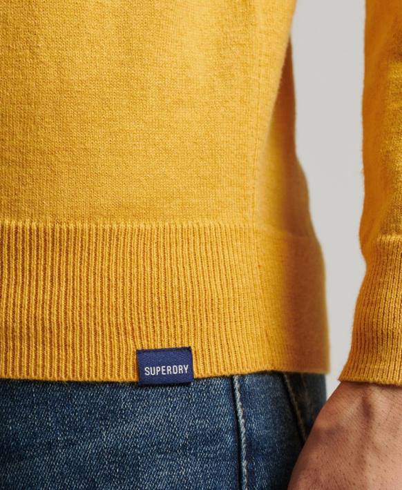 erkekler Superdry sarı organik pamuklu kaşmir mürettebat süveteri NNTB5271