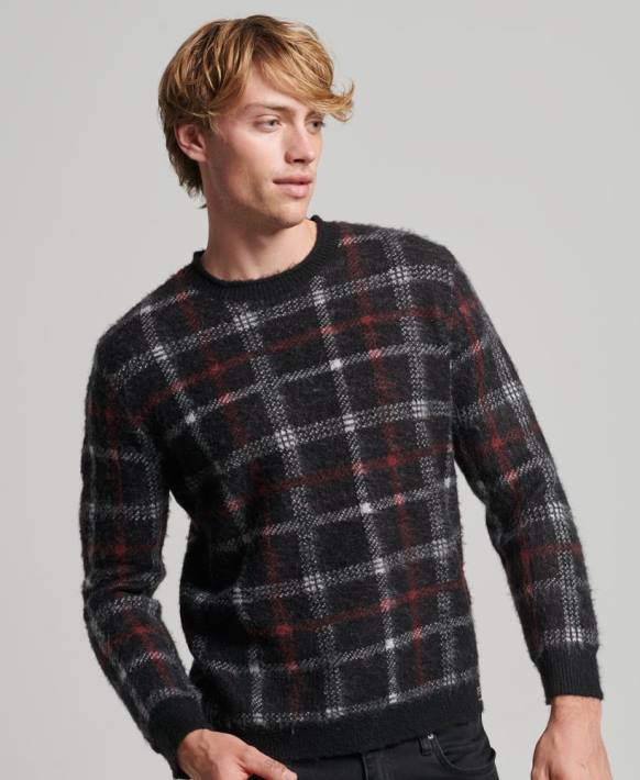 erkekler Superdry siyah desen mürettebat jumper NNTB1279