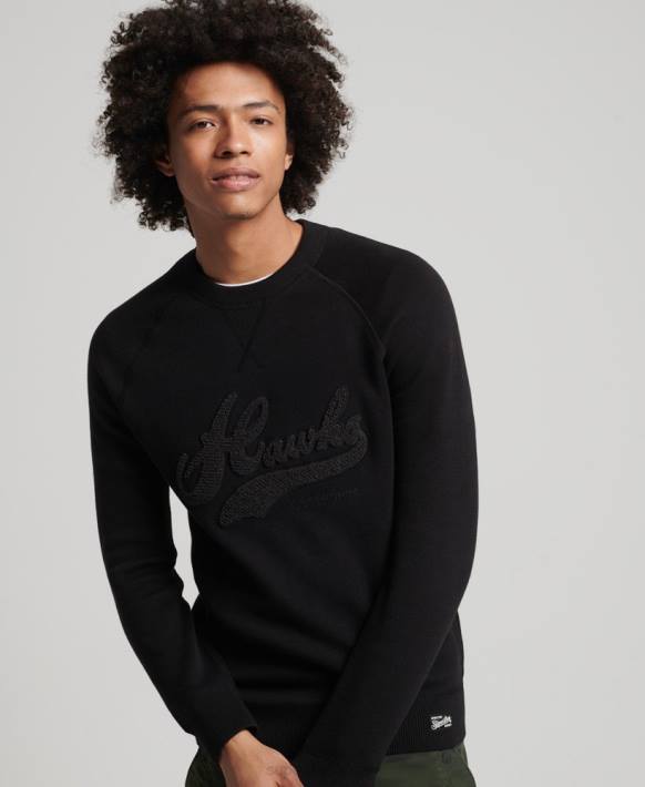 erkekler Superdry siyah eski okul örgüsü NNTB1342