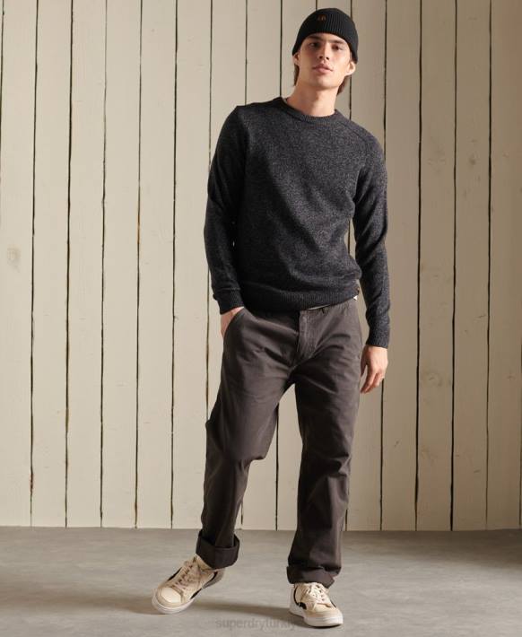 erkekler Superdry siyah harlo ekip atlayıcısı NNTB5326