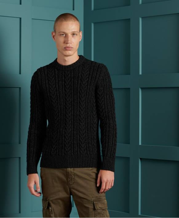 erkekler Superdry siyah jacob kablo ekibi jumper NNTB1355