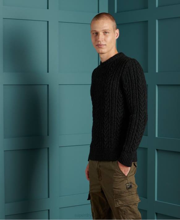 erkekler Superdry siyah jacob kablo ekibi jumper NNTB1355