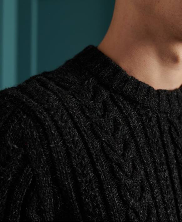 erkekler Superdry siyah jacob kablo ekibi jumper NNTB1355