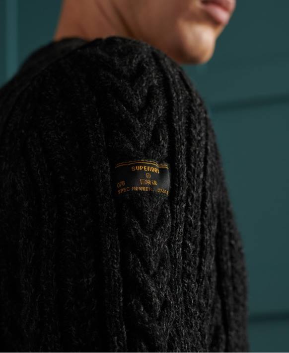 erkekler Superdry siyah jacob kablo ekibi jumper NNTB1355