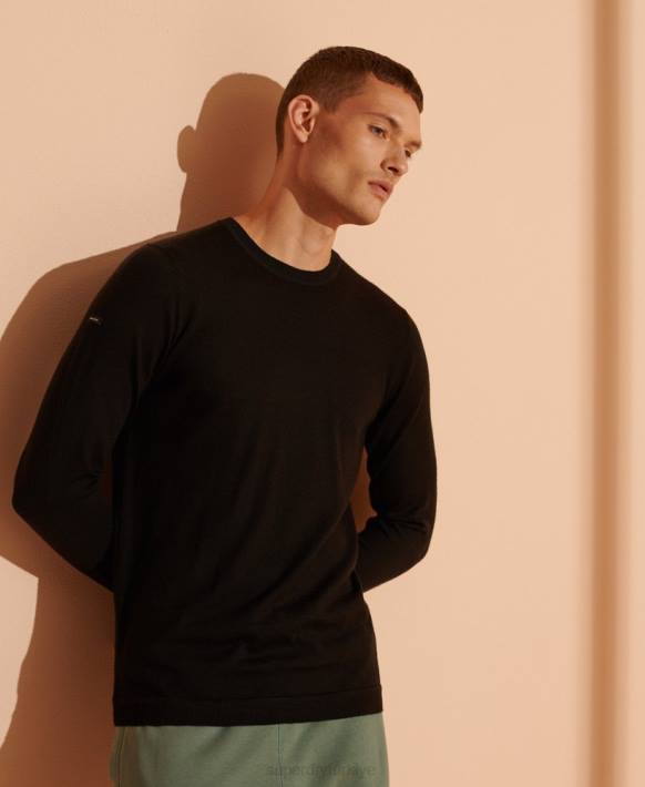 erkekler Superdry siyah merinos hafif mürettebat atlama teli NNTB1338