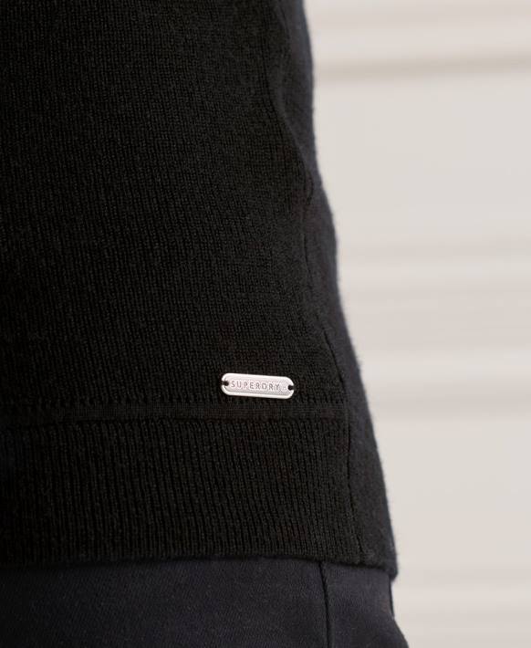 erkekler Superdry siyah stüdyo merinos henley jumper NNTB5294