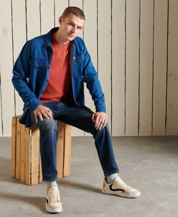 erkekler Superdry turuncu harlo ekip atlayıcısı NNTB5281