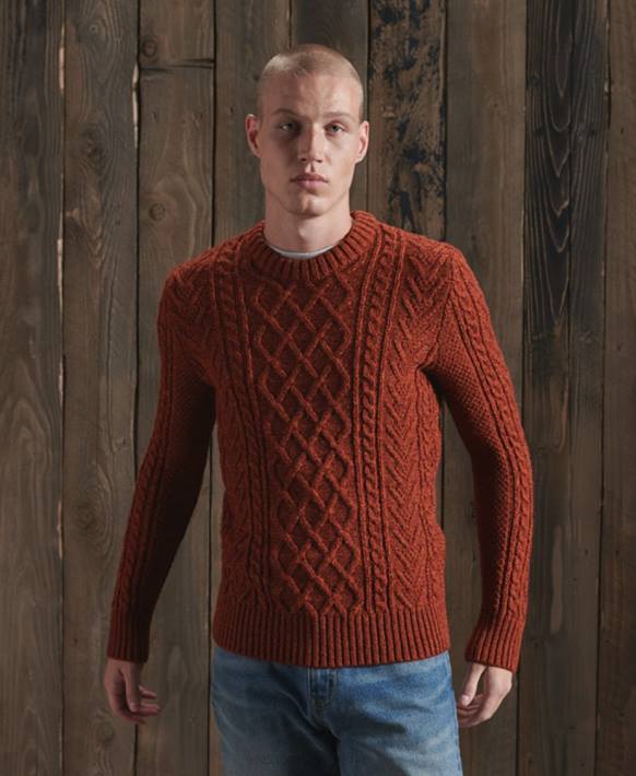 erkekler Superdry turuncu jacob kablo ekibi jumper NNTB5348