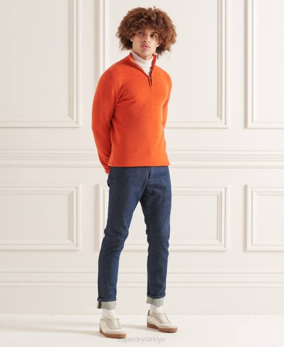 erkekler Superdry turuncu stüdyo merinos henley jumper NNTB5288