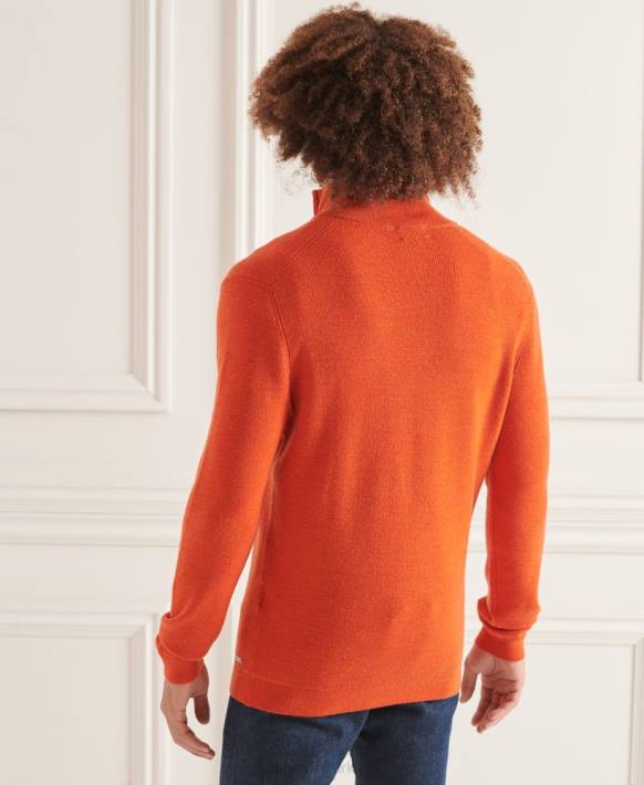 erkekler Superdry turuncu stüdyo merinos henley jumper NNTB5288