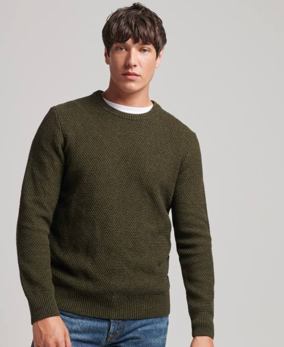 erkekler Superdry yeşil dokulu twist mürettebat kazağı NNTB5332