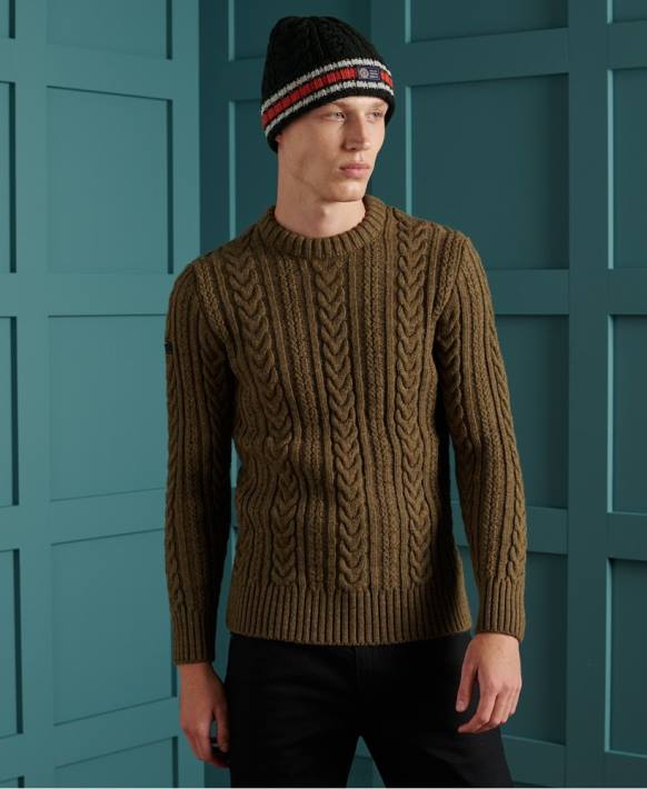 erkekler Superdry yeşil jacob kablo ekibi jumper NNTB1363