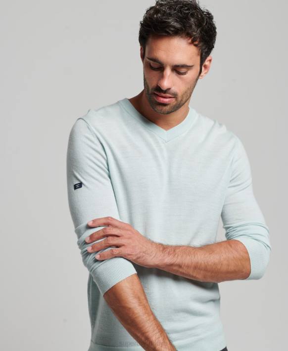 erkekler Superdry yeşil merinos v yaka kazak NNTB5267