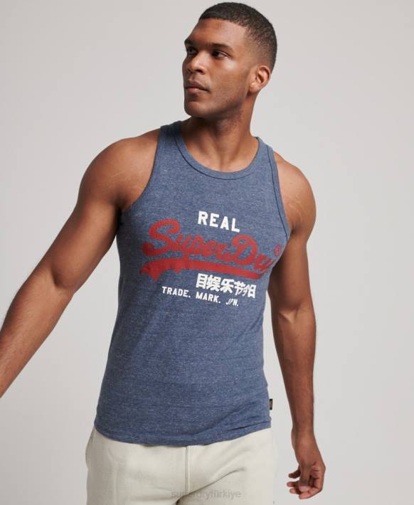 erkekler Superdry Donanma vintage logo mirası kolsuz üst NNTB1444