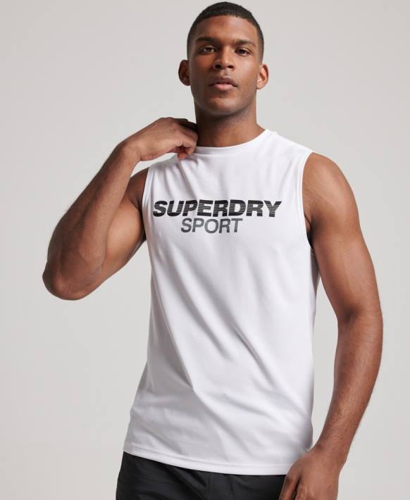 erkekler Superdry beyaz aktif yelek üst NNTB1418