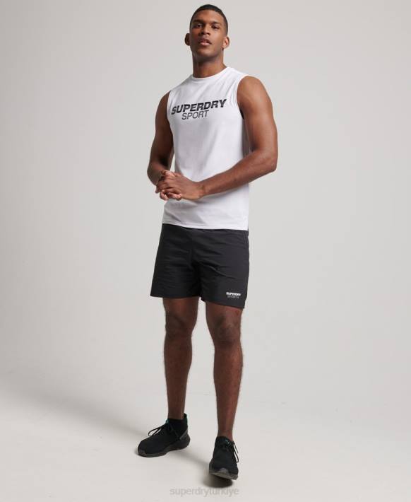 erkekler Superdry beyaz aktif yelek üst NNTB1418