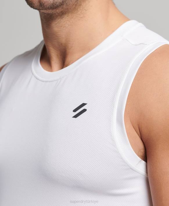 erkekler Superdry beyaz koşu yeleği NNTB5397