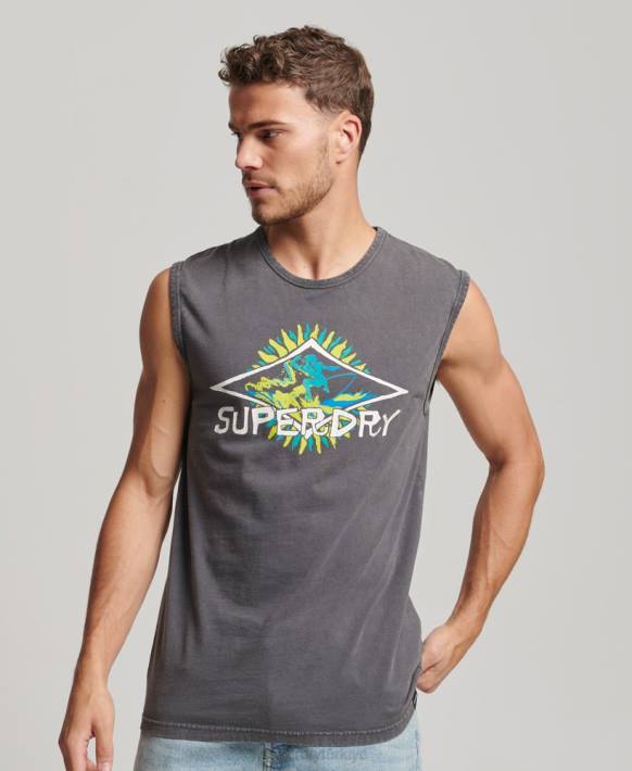 erkekler Superdry koyu gri eski kabile sörf yelek üst NNTB1450