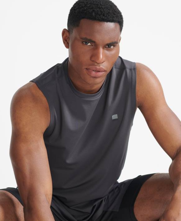 erkekler Superdry koyu gri tren yelek üst NNTB1434