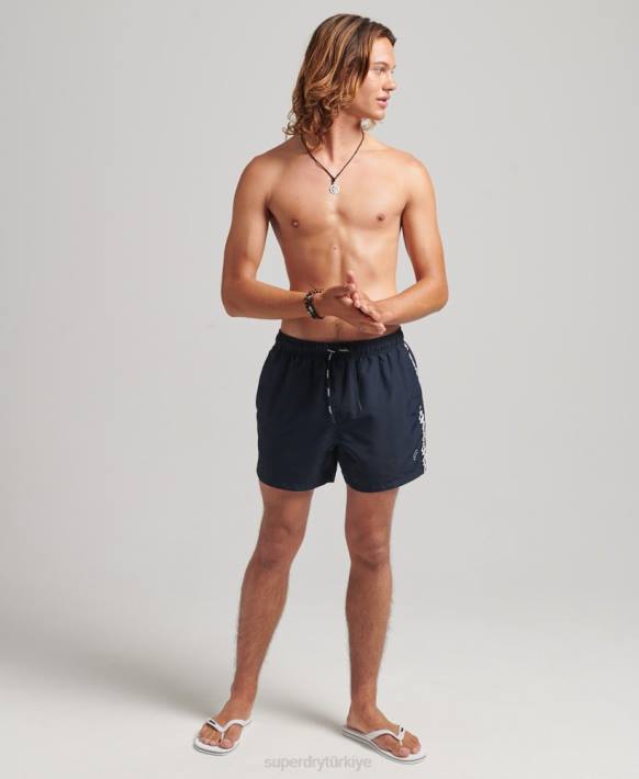 erkekler Superdry Donanma bant 15 inç geri dönüştürülmüş yüzme şortu NNTB450