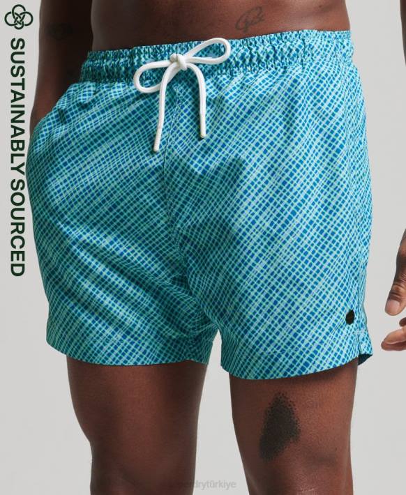 erkekler Superdry açık mavi stüdyolar geri dönüştürülmüş yüzme şortu NNTB443