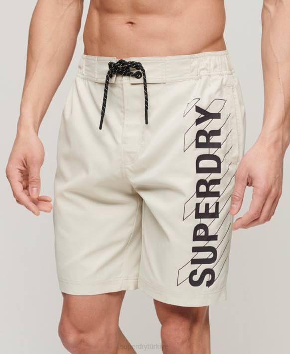 erkekler Superdry bej geri dönüştürülmüş spor şortları NNTB41