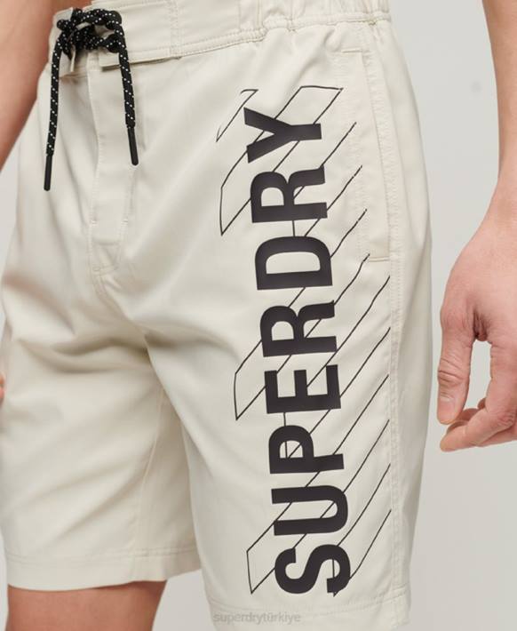 erkekler Superdry bej geri dönüştürülmüş spor şortları NNTB41