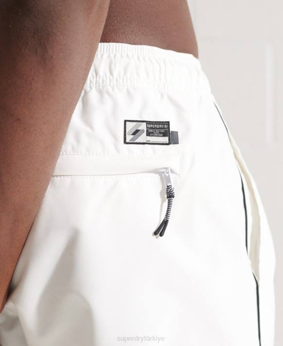 erkekler Superdry beyaz tri serisi yüzme şortu NNTB448