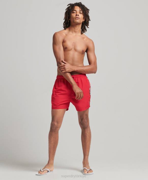 erkekler Superdry kırmızı bant 15 inç geri dönüştürülmüş yüzme şortu NNTB451