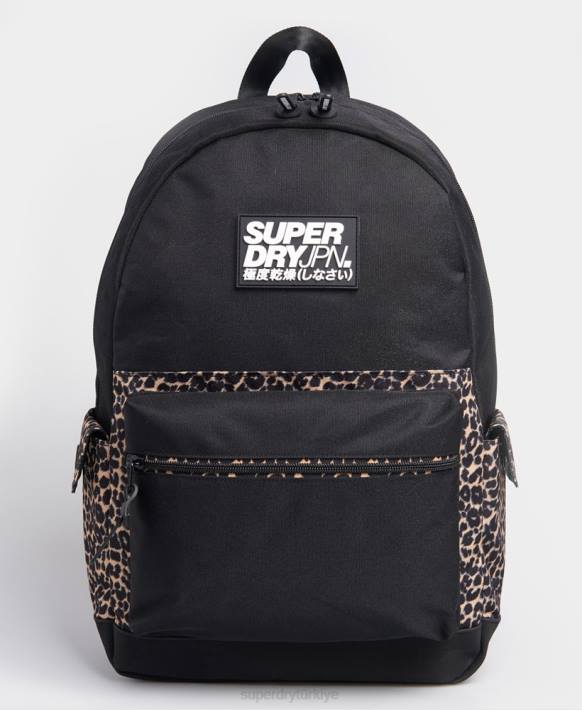 kadınlar Superdry siyah blok baskı montana sırt çantası NNTB4274