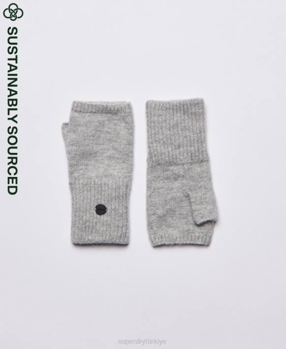 kadınlar Superdry açık gri stüdyo lüks yarım eldiven NNTB4288