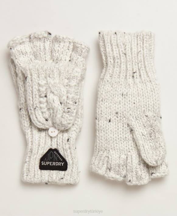 kadınlar Superdry beyaz gracie kablo eldivenleri NNTB4344