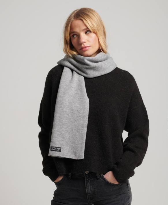 kadınlar Superdry gri eski klasik eşarp NNTB4232