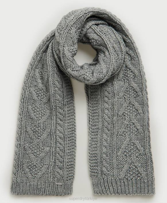 kadınlar Superdry gri lannah kablo eşarp NNTB4327