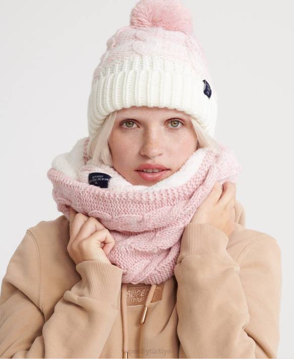 kadınlar Superdry pembe clarrie kablo snood NNTB4333