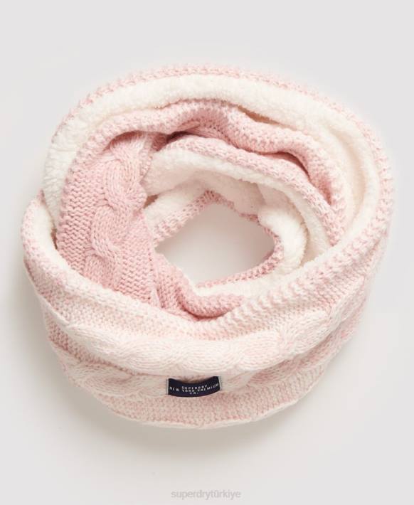kadınlar Superdry pembe clarrie kablo snood NNTB4333