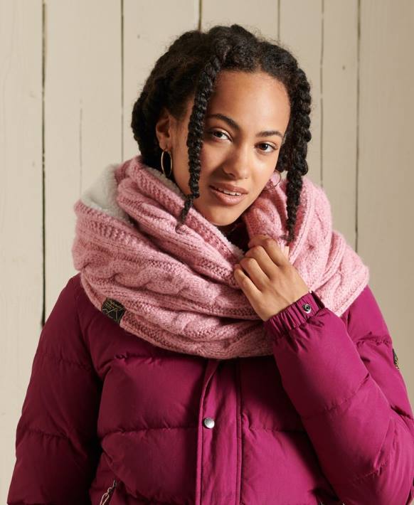 kadınlar Superdry pembe tüvit kablo snood NNTB4308