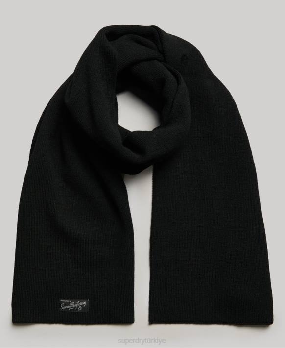 kadınlar Superdry siyah eski klasik eşarp NNTB4229
