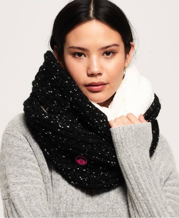 kadınlar Superdry siyah gracie kablosu snood NNTB4334