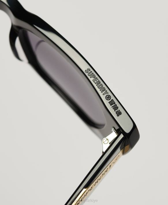 kadınlar Superdry siyah sdr 90s köşeli güneş gözlüğü NNTB2120