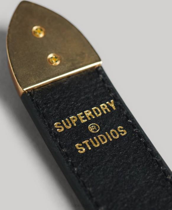 kadınlar Superdry siyah batı deri kemer NNTB4216