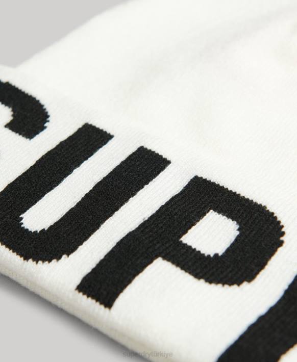 kadınlar Superdry beyaz dağ örgü şapka NNTB1690