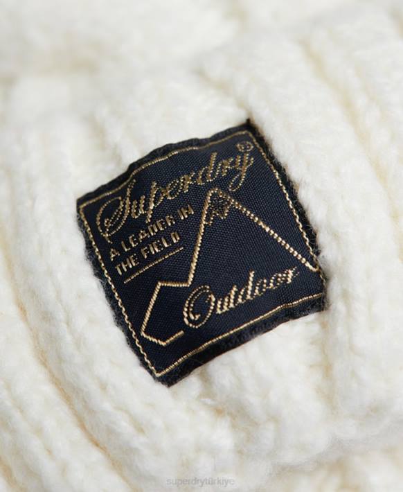 kadınlar Superdry beyaz tüvit kablolu bere NNTB4295