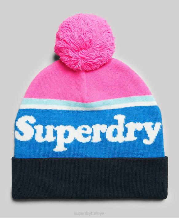 kadınlar Superdry pembe essential logolu bere NNTB4223