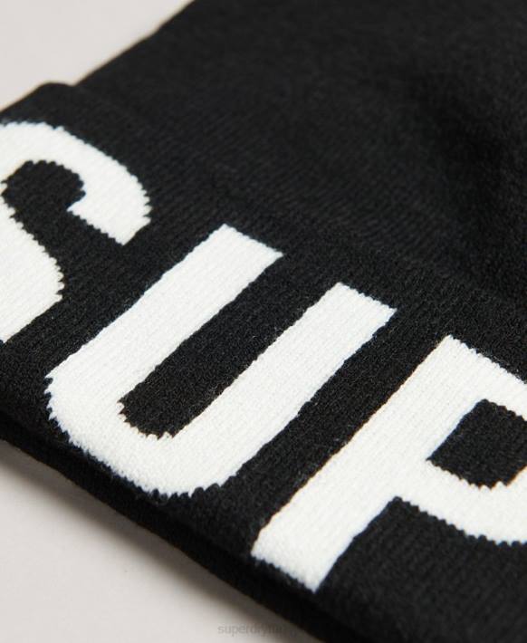 kadınlar Superdry siyah dağ örgü şapka NNTB1689