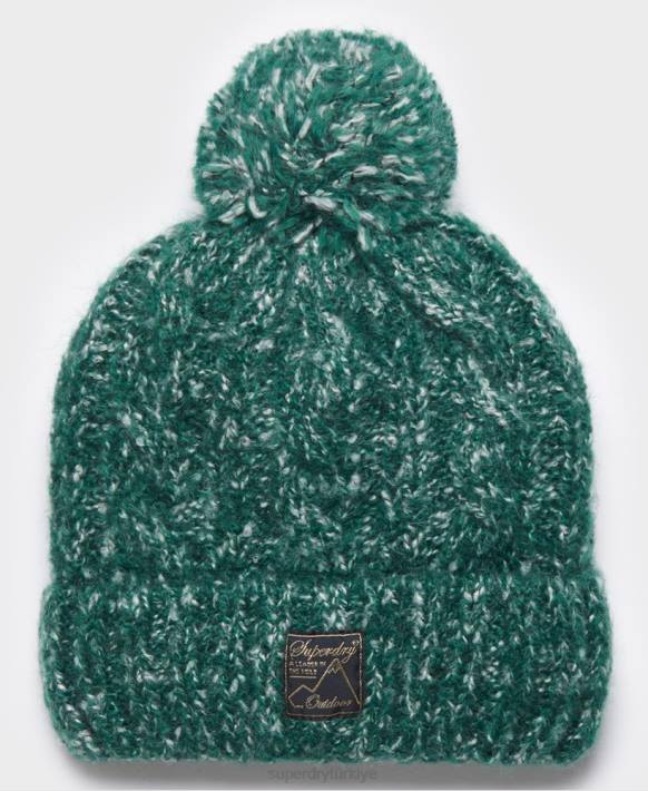 kadınlar Superdry yeşil tüvit kablolu bere NNTB4312
