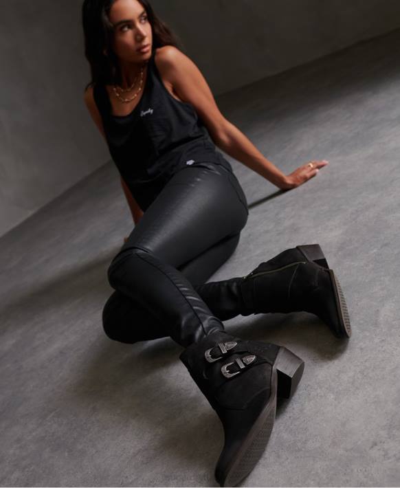 kadınlar Superdry siyah rodeo keşiş botları NNTB4427