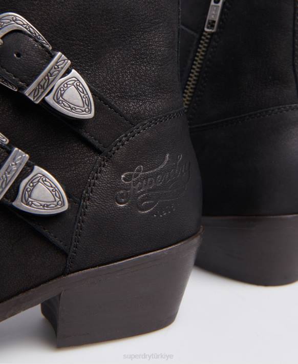kadınlar Superdry siyah rodeo keşiş botları NNTB4427